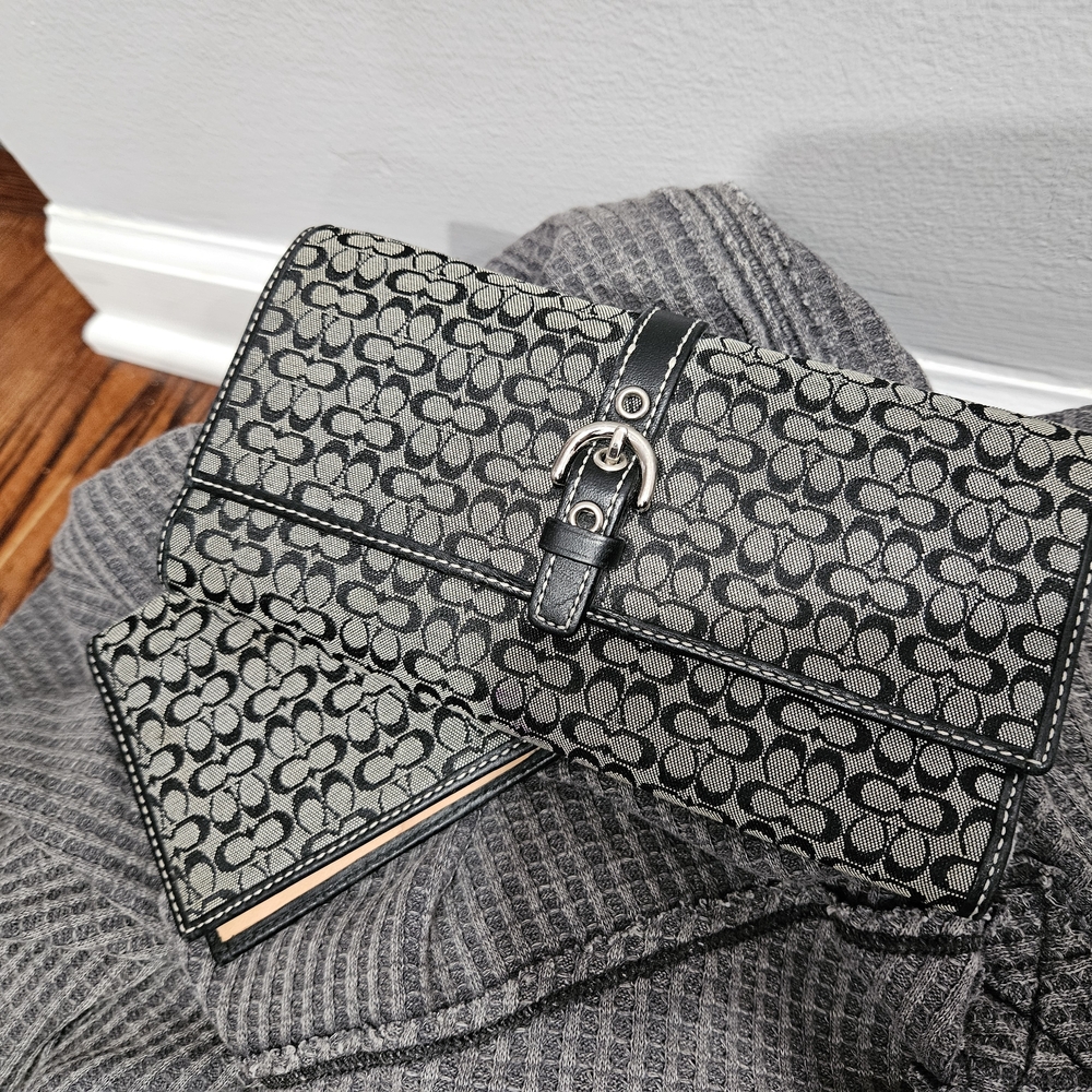 Coach Black and Gray Signature Clutch